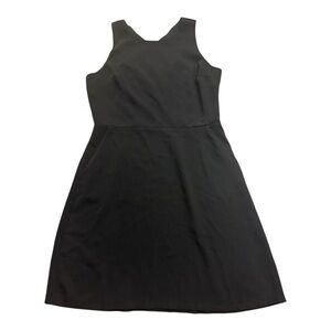 LOFT Black Sleeveless Cross Back A-Line Dress